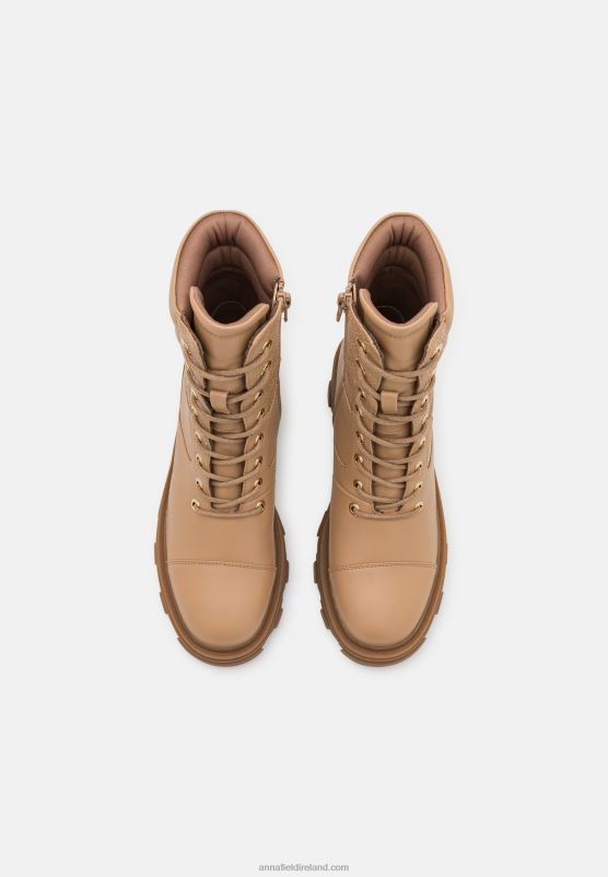 Z62T2039 Women Anna Field Lace-Up Ankle Boots Beige