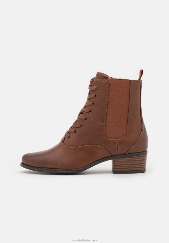 Z62T2042 Women Anna Field Lace-Up Ankle Boots Cognac