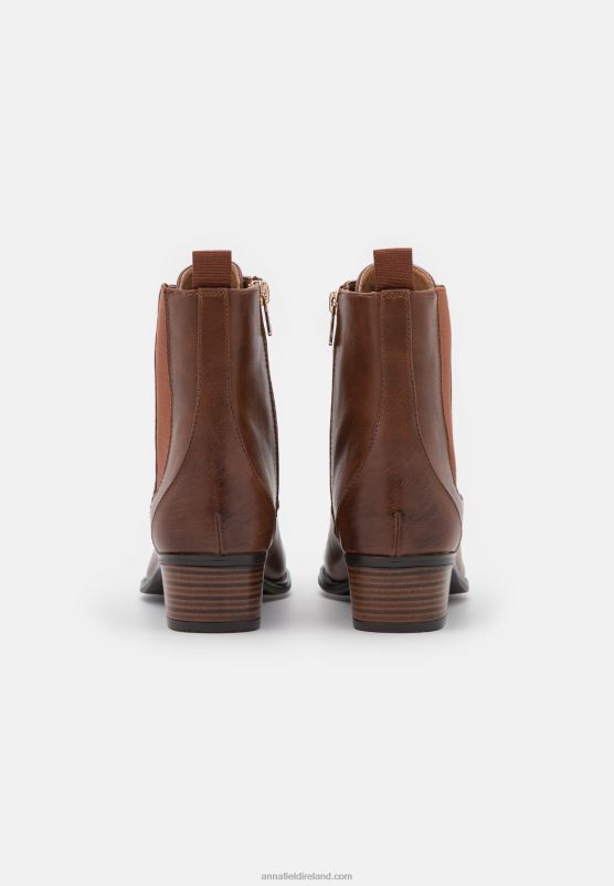 Z62T2042 Women Anna Field Lace-Up Ankle Boots Cognac