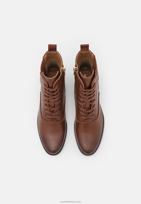 Z62T2042 Women Anna Field Lace-Up Ankle Boots Cognac