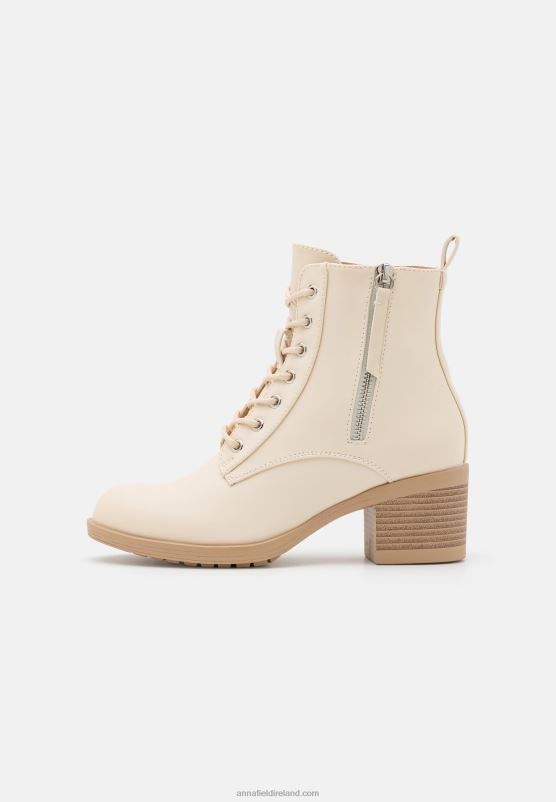 Z62T2043 Women Anna Field Lace-Up Ankle Boots Off-White