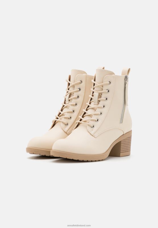 Z62T2043 Women Anna Field Lace-Up Ankle Boots Off-White