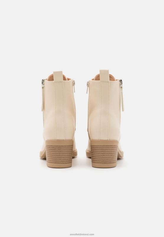 Z62T2043 Women Anna Field Lace-Up Ankle Boots Off-White