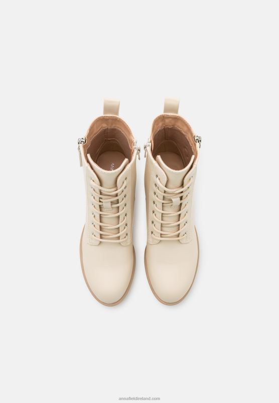 Z62T2043 Women Anna Field Lace-Up Ankle Boots Off-White