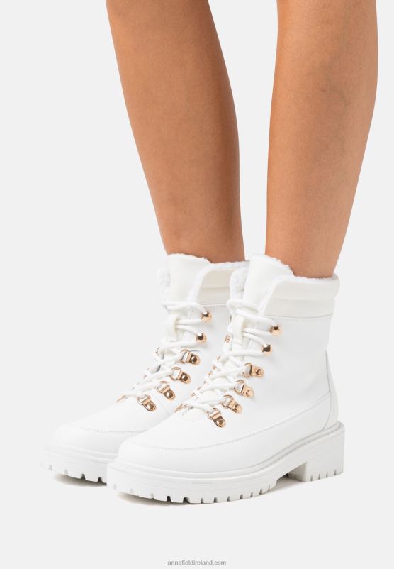 Z62T2046 Women Anna Field Winter Boot Lace-Up Ankle Boots White