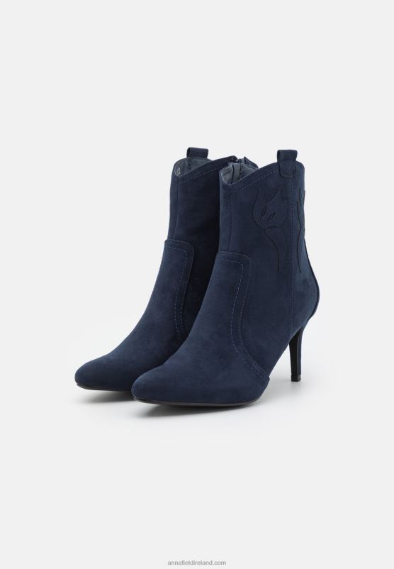 Z62T2047 Women Anna Field High Heeled Ankle Boots Dark Blue
