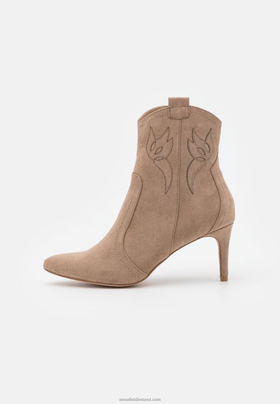 Z62T2048 Women Anna Field High Heeled Ankle Boots Taupe