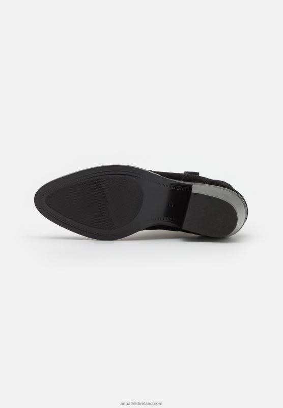 Z62T2050 Women Anna Field Leather Cowboy/Biker Ankle Boot Black