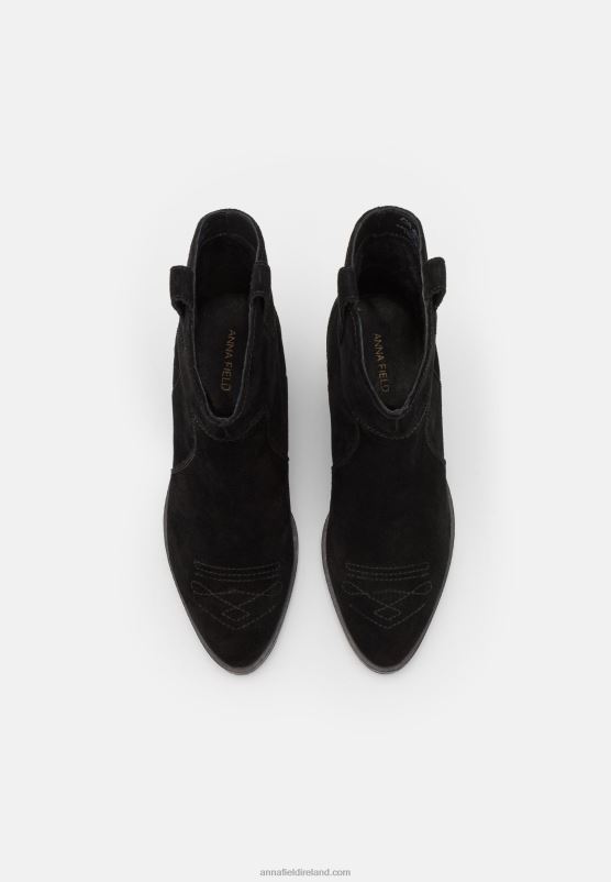 Z62T2050 Women Anna Field Leather Cowboy/Biker Ankle Boot Black