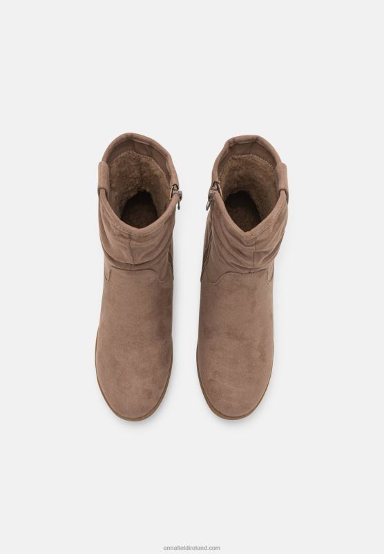 Z62T2063 Women Anna Field Winter Boot Wedge Ankle Boots Taupe