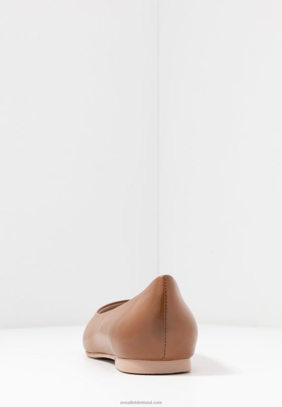 Z62T2066 Women Anna Field Leather Ballet Pumps Cognac