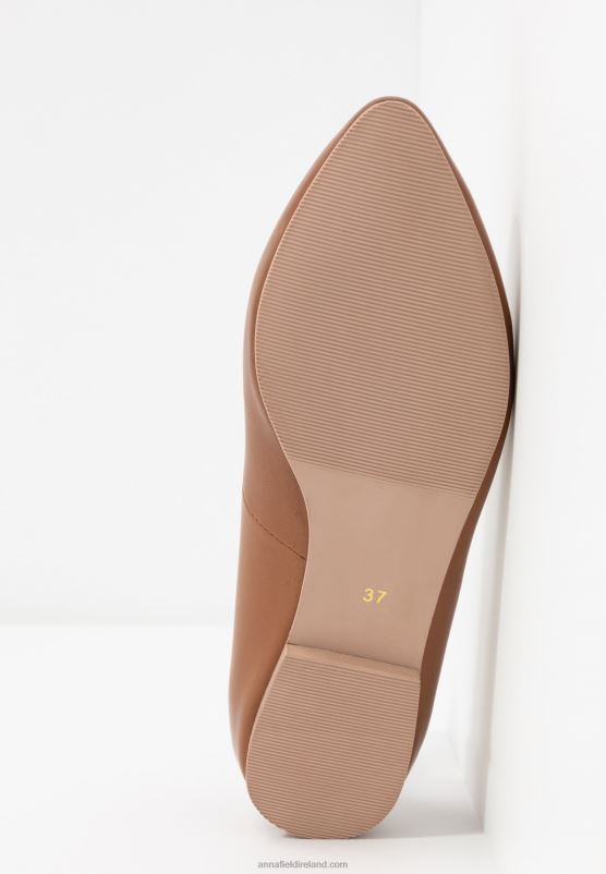 Z62T2066 Women Anna Field Leather Ballet Pumps Cognac