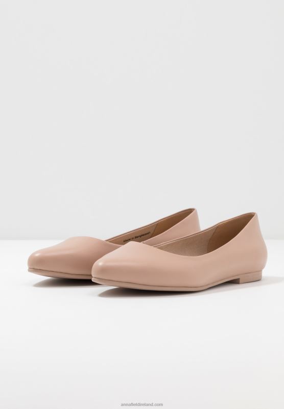 Z62T2069 Women Anna Field Leather Ballet Pumps Beige