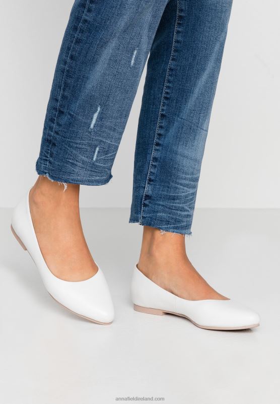 Z62T2072 Women Anna Field Leather Ballet Pumps White