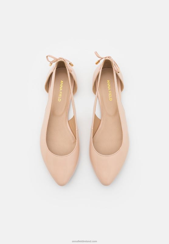 Z62T2086 Women Anna Field Leather Ballet Pumps Beige