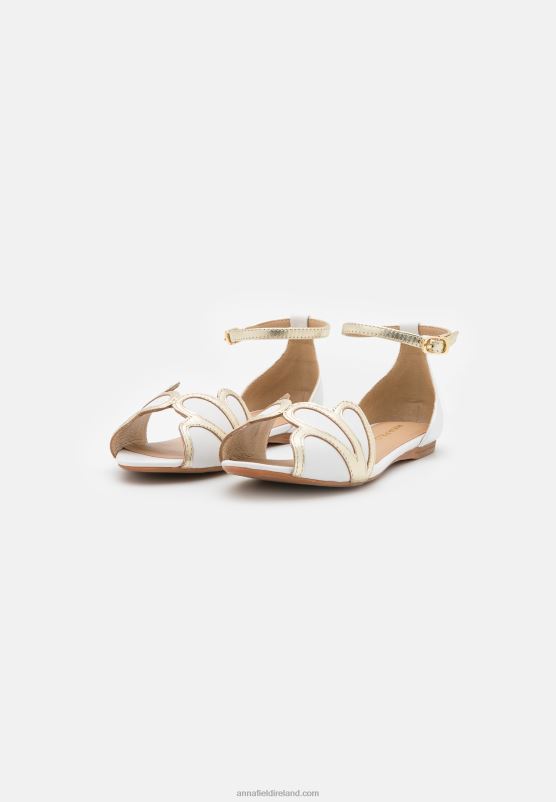 Z62T2087 Women Anna Field Leather Peeptoe Ballet Pumps White