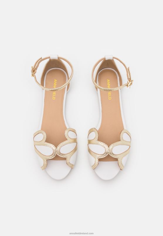 Z62T2087 Women Anna Field Leather Peeptoe Ballet Pumps White