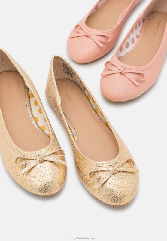 Z62T2096 Women Anna Field 2 Pack Ballet Pumps Gold/Pink