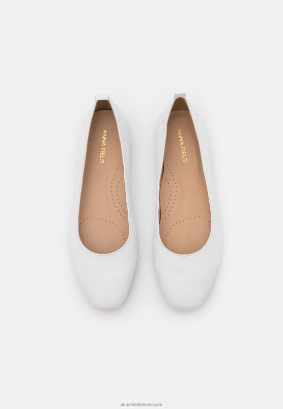 Z62T2100 Women Anna Field Leather Comfort Ballet Pumps White