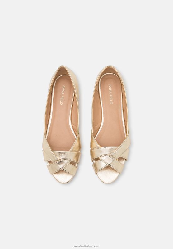 Z62T2103 Women Anna Field Peeptoe Ballet Pumps Gold