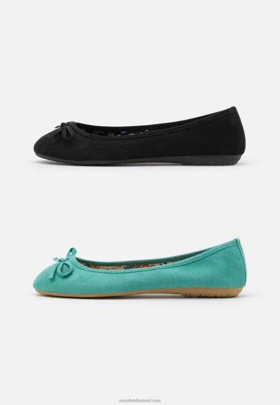 Z62T2105 Women Anna Field 2 Pack Ballet Pumps Mint/Black