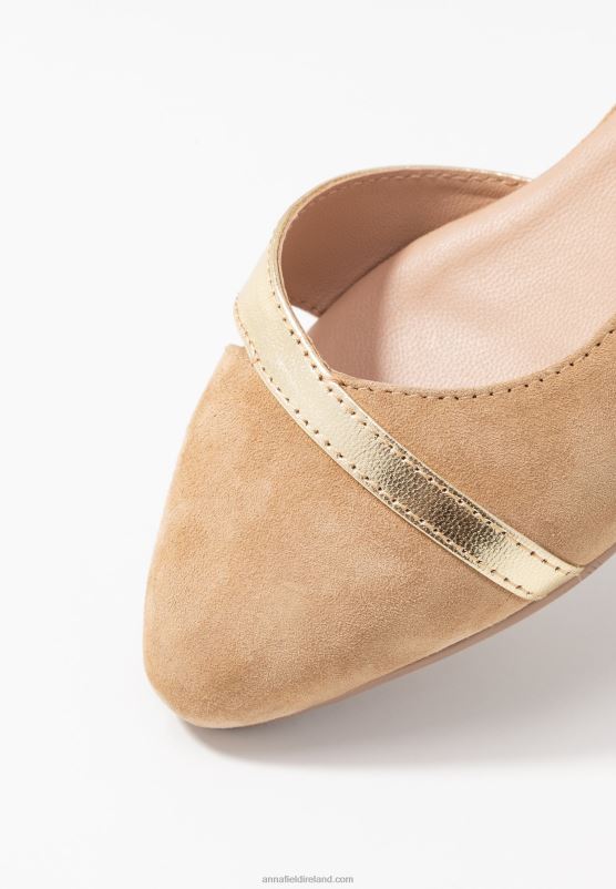Z62T2106 Women Anna Field Leather Ballet Pumps Beige