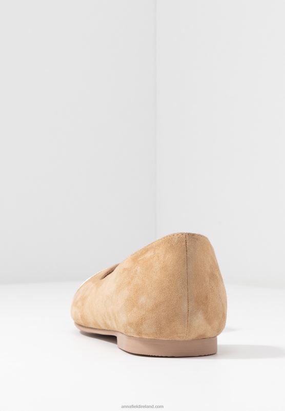 Z62T2106 Women Anna Field Leather Ballet Pumps Beige