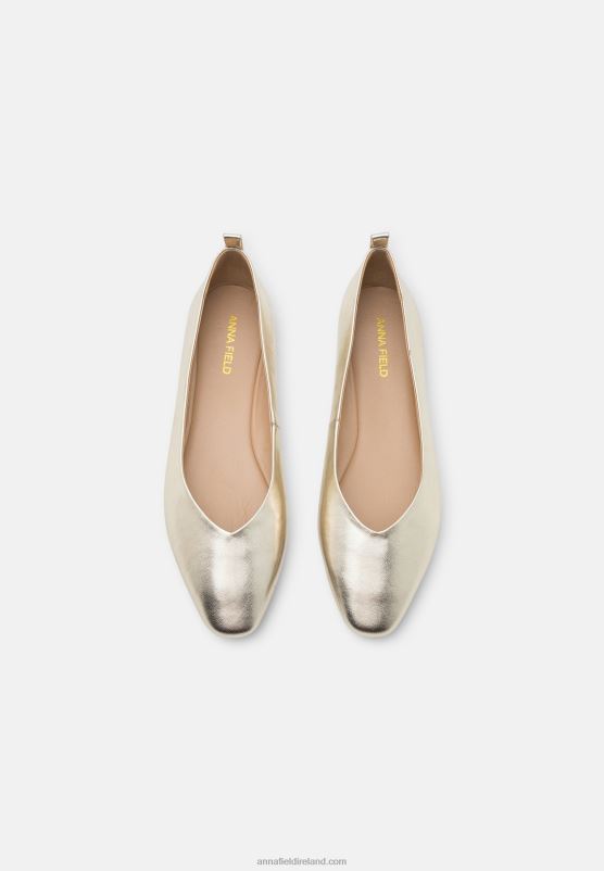Z62T2108 Women Anna Field Leather Ballet Pumps Gold