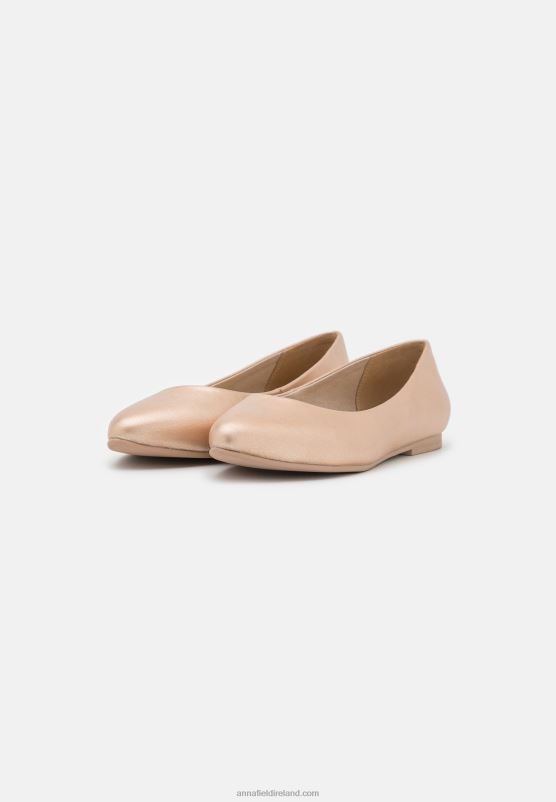 Z62T2110 Women Anna Field Leather Ballet Pumps Rose Gold Coloured