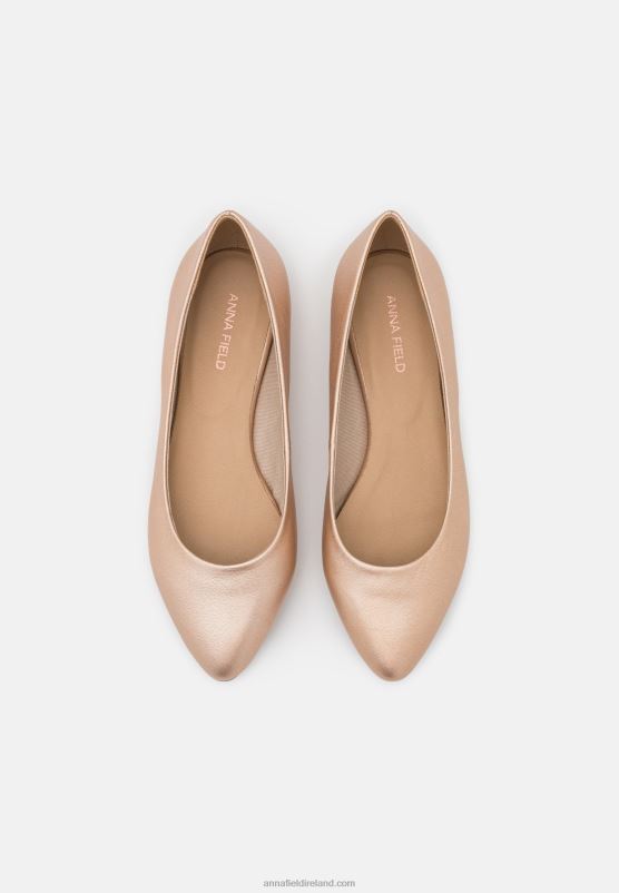 Z62T2110 Women Anna Field Leather Ballet Pumps Rose Gold Coloured