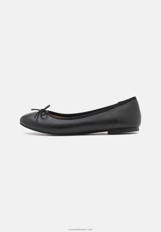 Z62T2113 Women Anna Field Leather Ballet Pumps Black