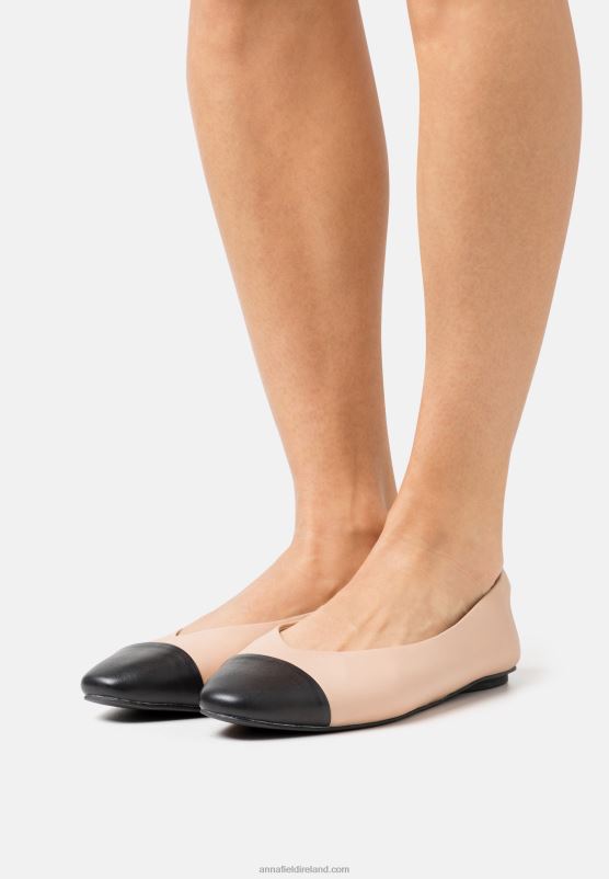 Z62T2116 Women Anna Field Leather Ballet Pumps Beige