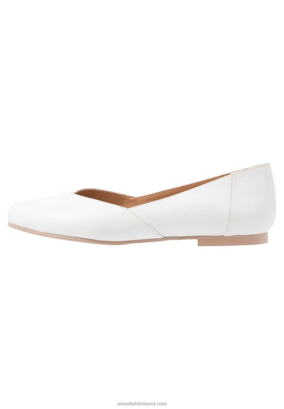 Z62T2135 Women Anna Field Leather Ballerinas Ballet Pumps White