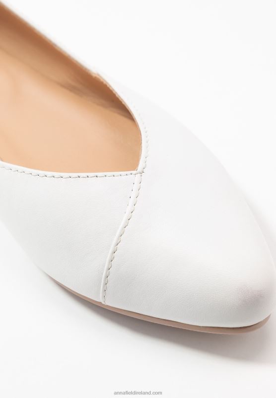 Z62T2135 Women Anna Field Leather Ballerinas Ballet Pumps White