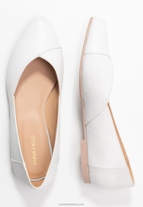 Z62T2135 Women Anna Field Leather Ballerinas Ballet Pumps White