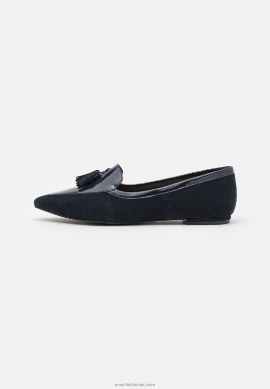 Z62T2139 Women Anna Field Leather Ballet Pumps Dark Blue