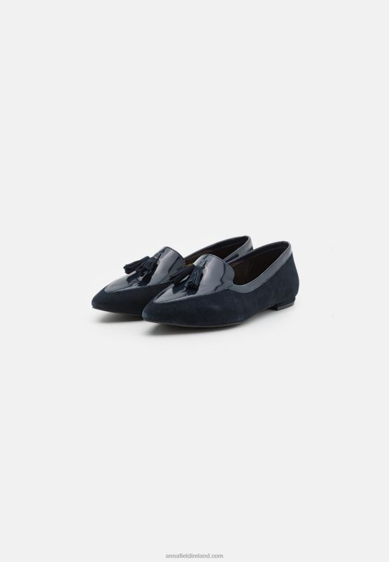 Z62T2139 Women Anna Field Leather Ballet Pumps Dark Blue