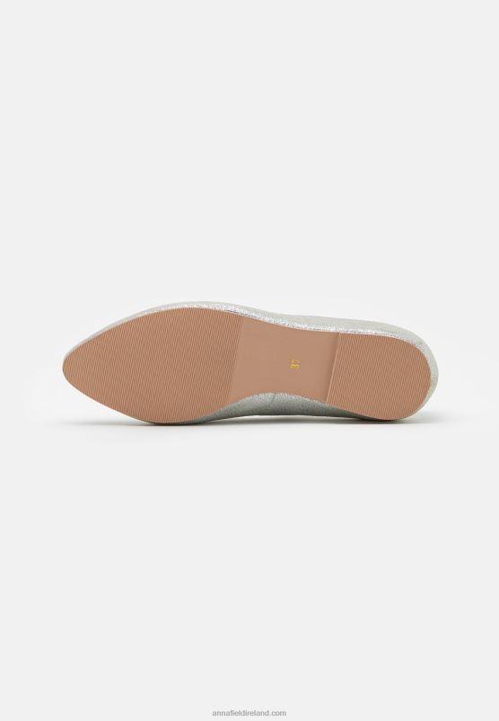 Z62T2143 Women Anna Field Leather Ballet Pumps Silver