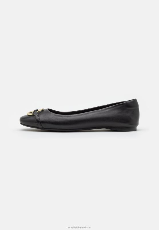 Z62T2145 Women Anna Field Leather Ballet Pumps Black
