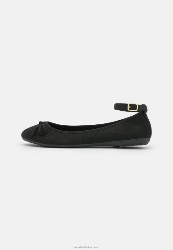Z62T2157 Women Anna Field Ankle Strap Ballet Pumps Black