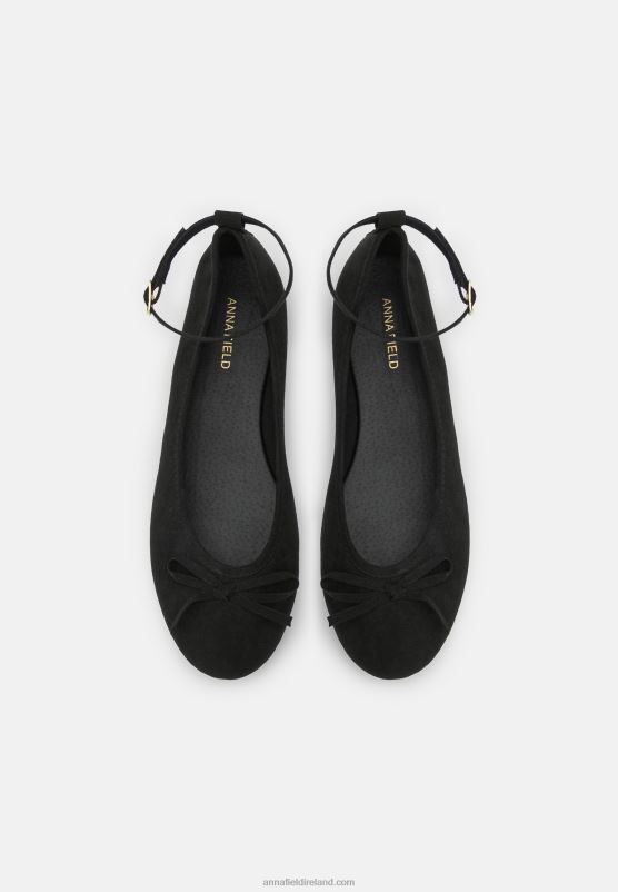 Z62T2157 Women Anna Field Ankle Strap Ballet Pumps Black