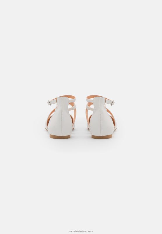 Z62T2158 Women Anna Field Ankle Strap Ballet Pumps White