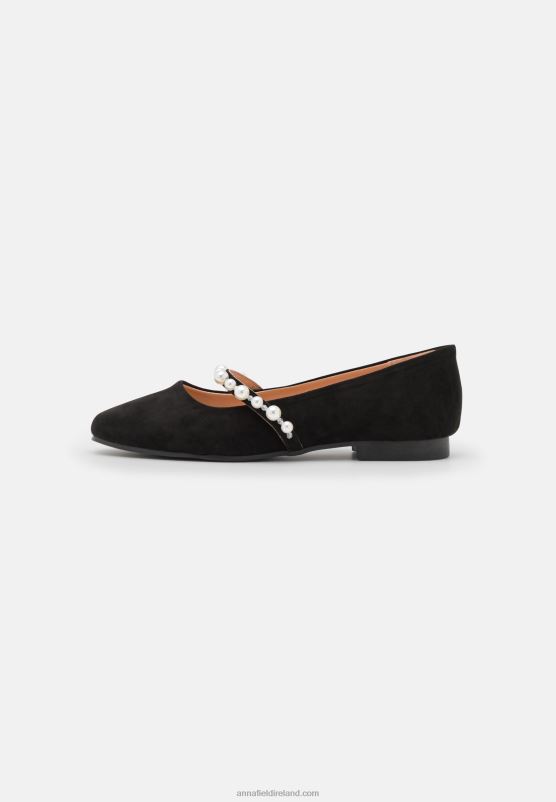 Z62T2166 Women Anna Field Ankle Strap Ballet Pumps Black