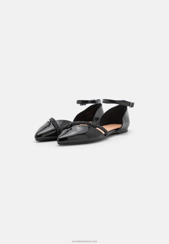 Z62T2173 Women Anna Field Ankle Strap Ballet Pumps Black