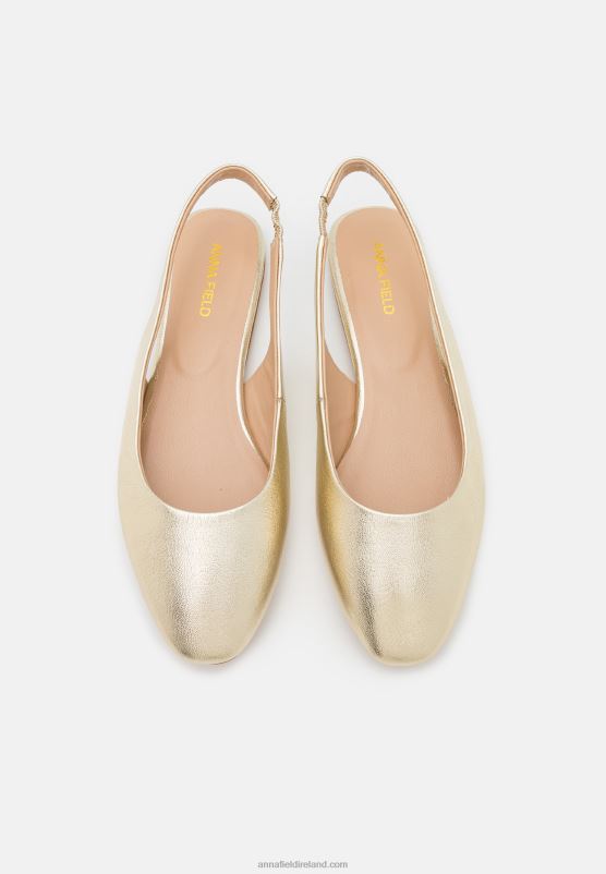Z62T2182 Women Anna Field Leather Slingback Ballet Pumps Gold