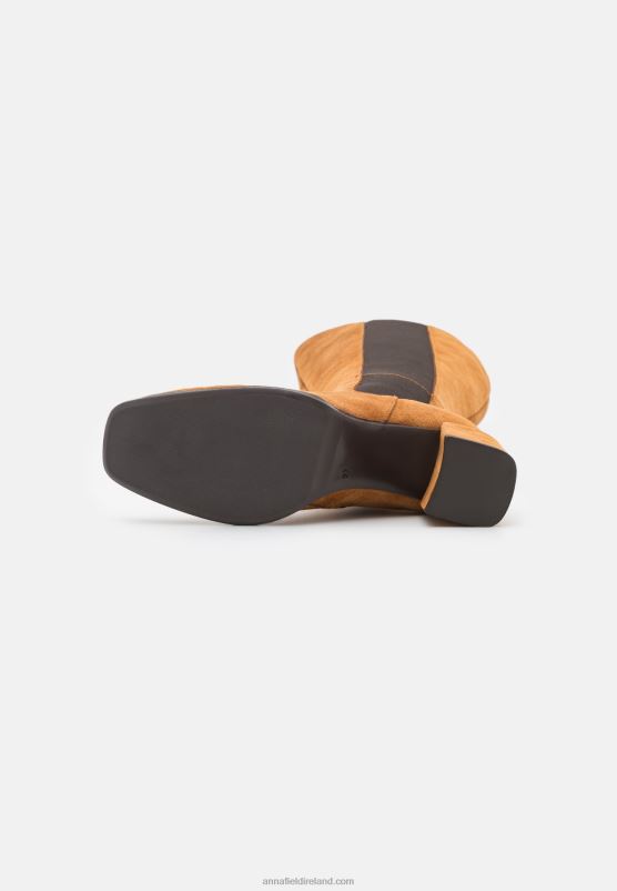 Z62T2199 Women Anna Field Leather Boots Cognac