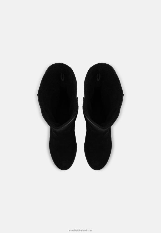 Z62T2219 Women Anna Field Leather Winter Boots Black