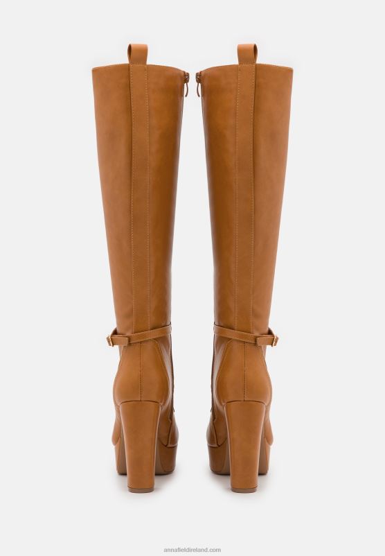 Z62T2221 Women Anna Field Lace-Up Boots Cognac