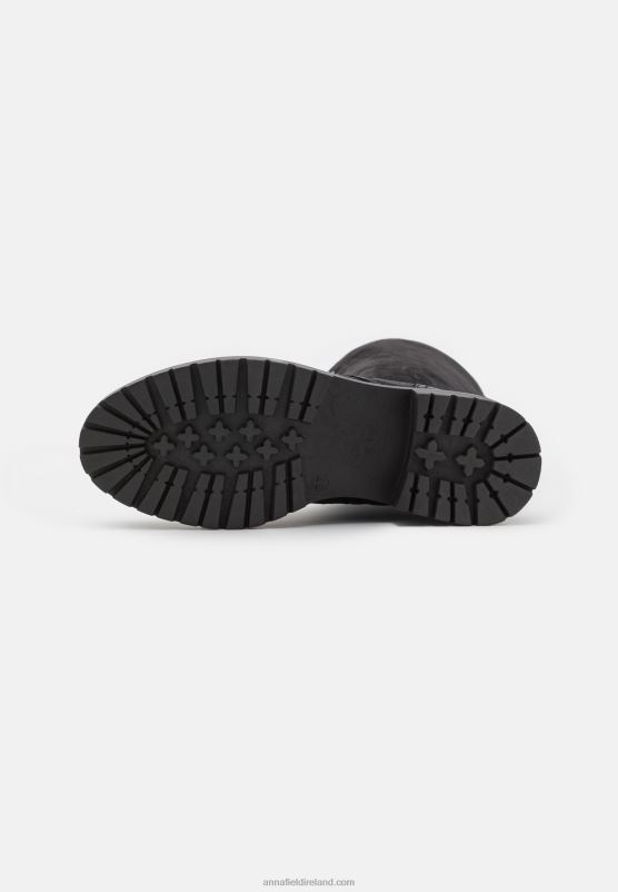 Z62T2224 Women Anna Field Leather Lace-Up Boots Black