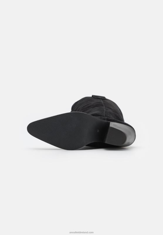 Z62T2225 Women Anna Field Leather Cowboy/Biker Boots Black